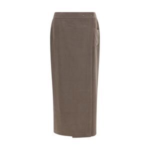 Giorgio Armani Women Silk And Wool Wrap Long Skirt With Patch Pocket